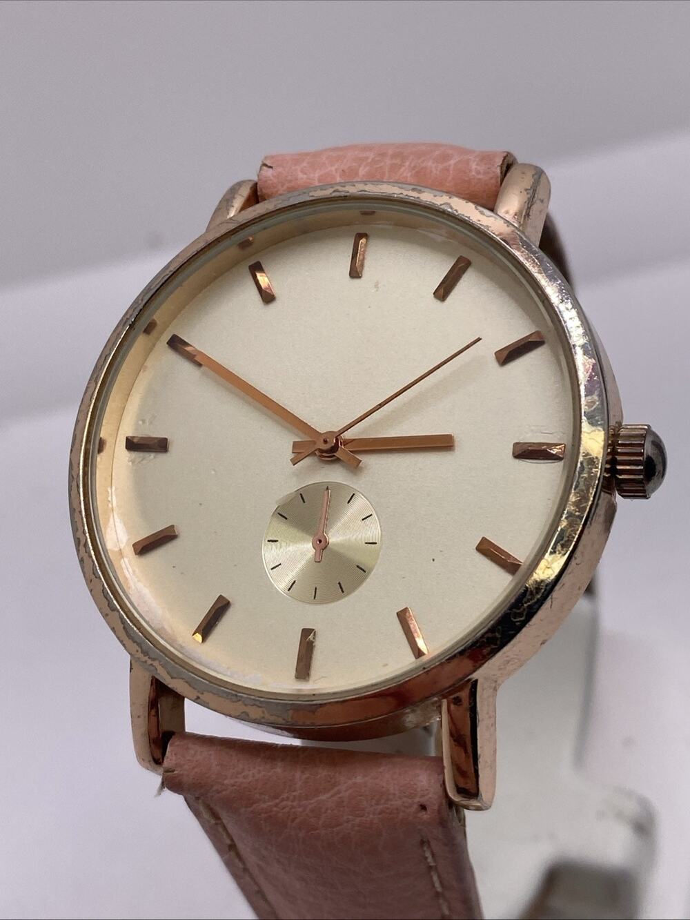 Vintage Womens Pink Rose Gold Watch Worn New Battery